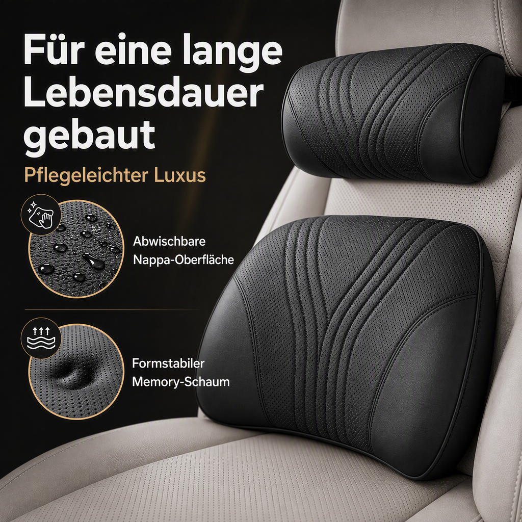 🚗💺 Lordosen- & Nackenstütze – ergonomisch, atmungsaktiv, verstellbar – Rückenschmerzen adé! 🌿