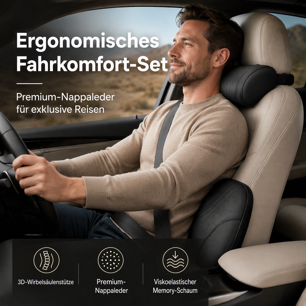 🚗💺 Lordosen- & Nackenstütze – ergonomisch, atmungsaktiv, verstellbar – Rückenschmerzen adé! 🌿