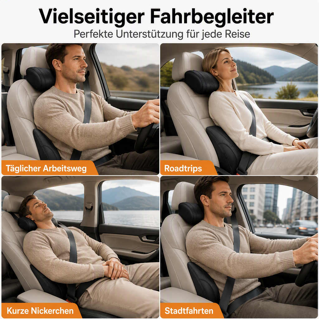 🚗💺 Lordosen- & Nackenstütze – ergonomisch, atmungsaktiv, verstellbar – Rückenschmerzen adé! 🌿