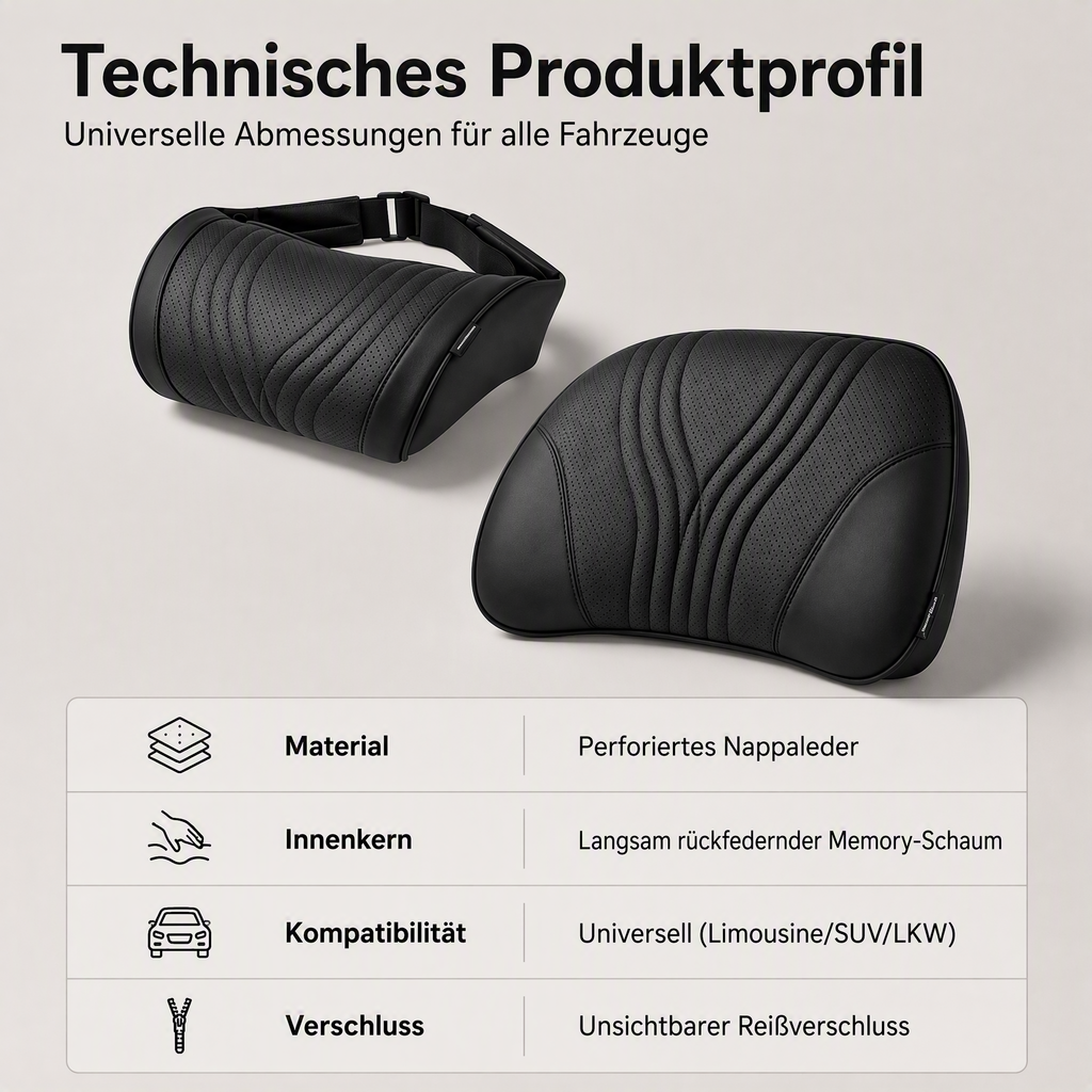 🚗💺 Lordosen- & Nackenstütze – ergonomisch, atmungsaktiv, verstellbar – Rückenschmerzen adé! 🌿