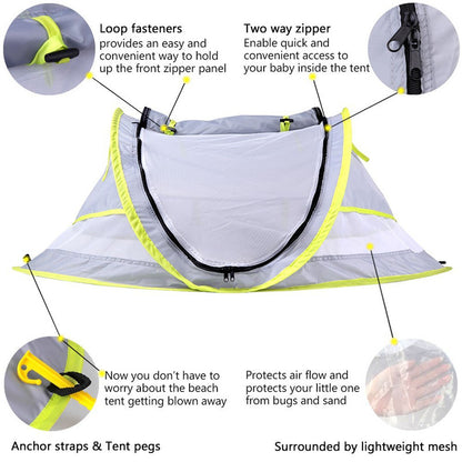 ☀️🛡️ Baby-Popup-Zelt UPF 50+ – 1 Sekunde aufgebaut, 360° Luftzirkulation, Insekten- & UV-Schutz, leichter Reisebegleiter für Strand & Garten 🧸🌬️