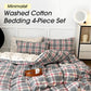 4-teiliges Bettwäscheset aus gewaschener Baumwolle im minimalistischen Stil