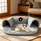 🐱🛤️ 50% RABATT! Plüsch-Katzenbett mit Tunnel – 2-in-1 Katzenhaus zum Kuscheln, Spielen & Verstecken 🏠
