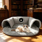 🐱🛤️ 50% RABATT! Plüsch-Katzenbett mit Tunnel – 2-in-1 Katzenhaus zum Kuscheln, Spielen & Verstecken 🏠