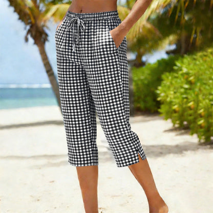 🌺Sommerliche Caprihose mit Karomuster für Damen
