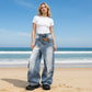 🔥👖 50% RABATT! Asymmetrische Jeans – weiter Schnitt, besonderer Bund, einzigartiger Stil. Kostet etwas mehr – aber genau das hebt dich von der Masse ab. 💪🌸