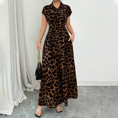 👗🐆 50% RABATT! Elegantes Damen-Kleid mit Leopardenprint & Reverskragen – Stilvoll, figurbetont & perfekt für Büro, Dinner & besondere Anlässe ✨
