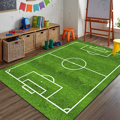 Rutschfester Teppich mit Fußballfeld-Motiv